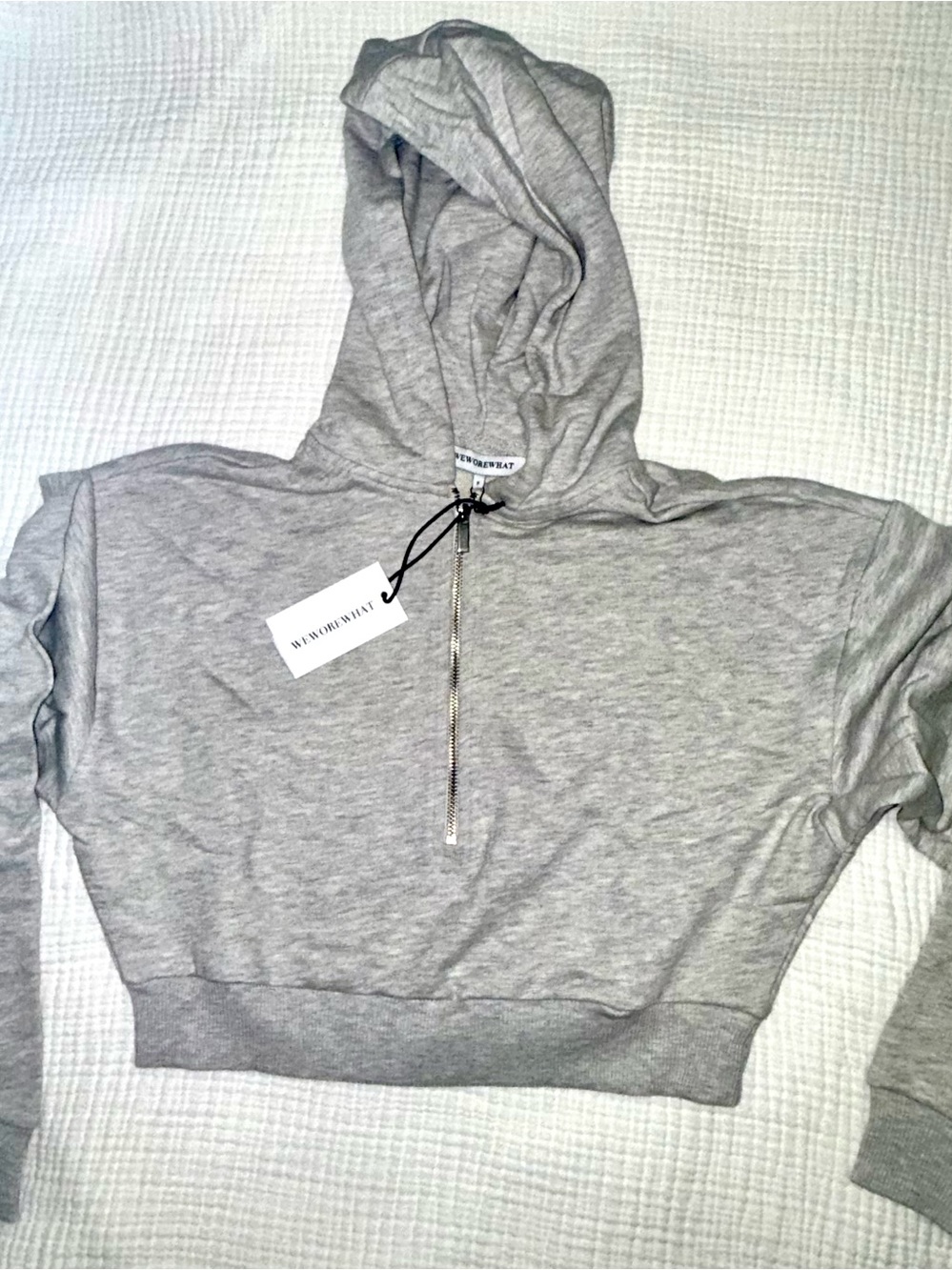 WeWoreWhat Half Zip Hoodie Size Small Heather Grey Cropped